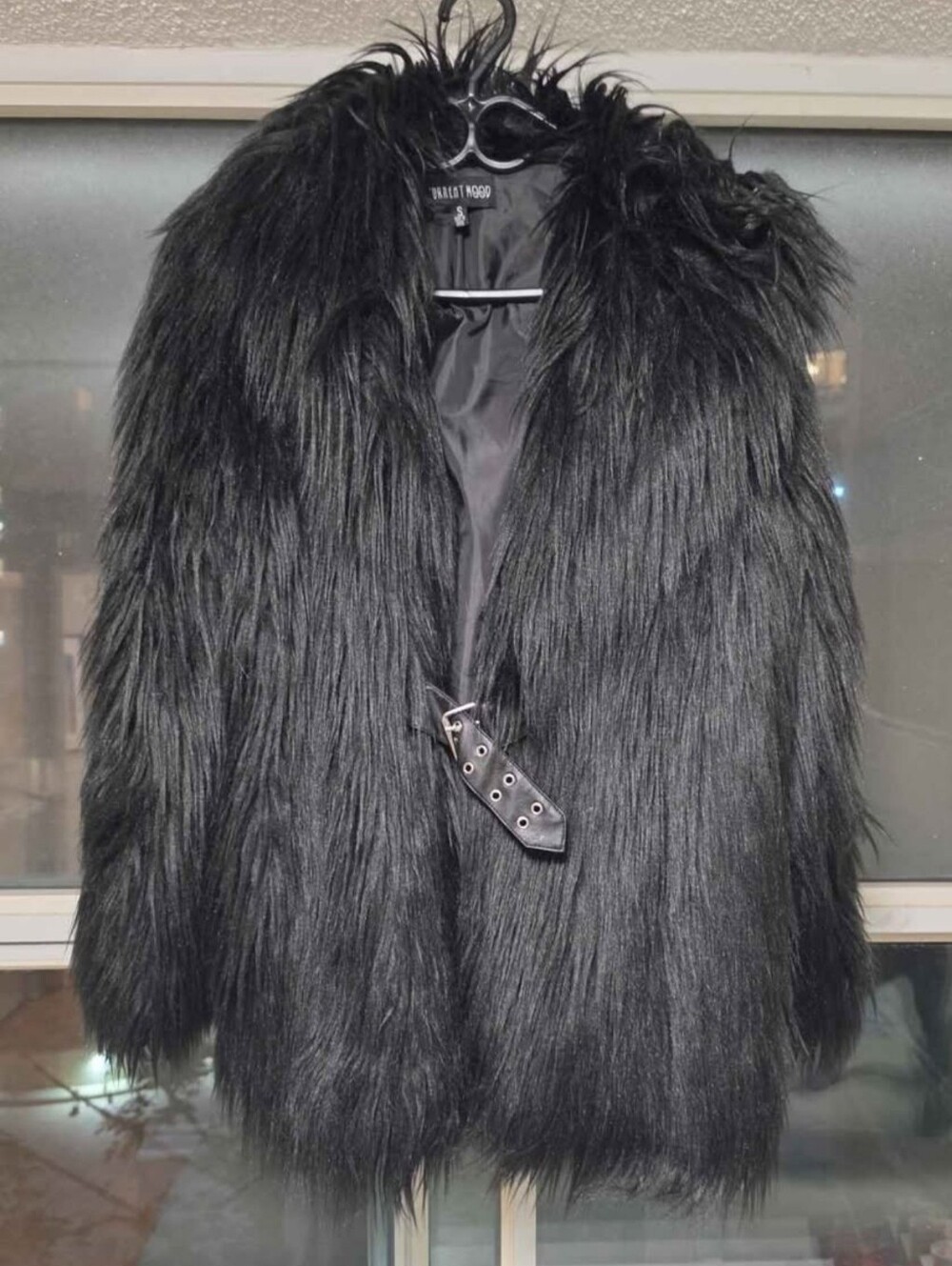 Current Mood Black Faux Fur Jacket Size S